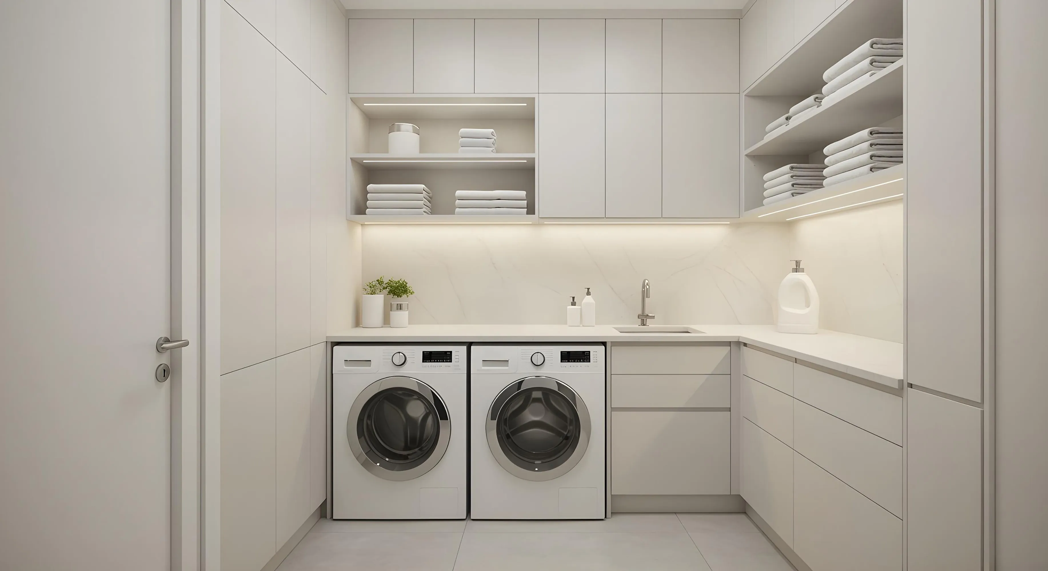 Modern functional small laundry room in Melbourne